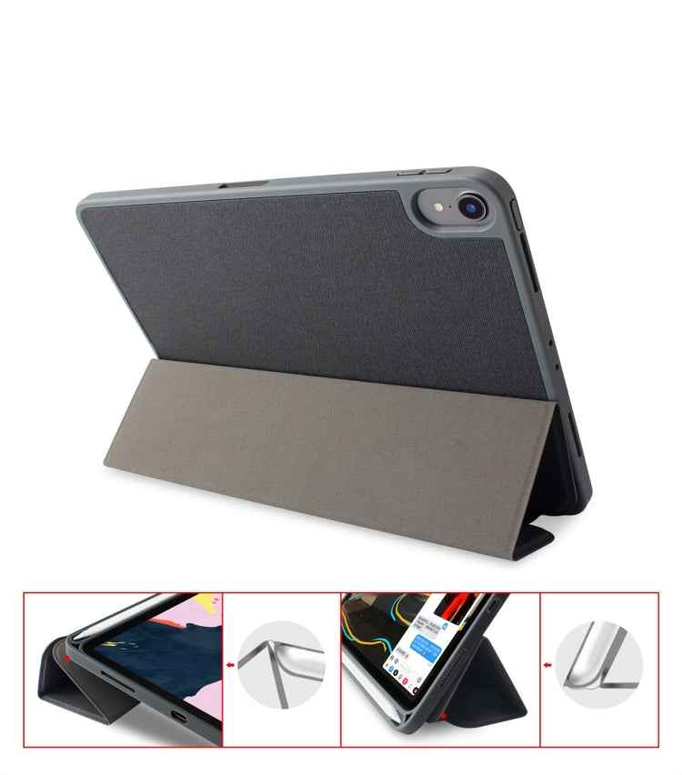 Mutural Exquisite Series Cloth Texture PU+TPU Leather Case for iPad Pro 12.9 inch (2018), with 3-Fold Holder & Pen Slot & Sleep & Wake-up Function