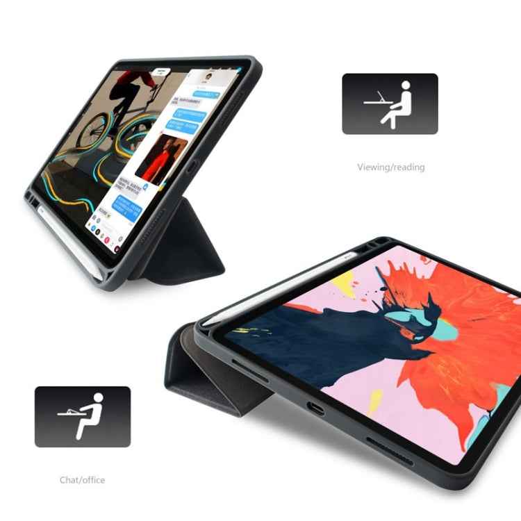 Mutural Exquisite Series Cloth Texture PU+TPU Leather Case for iPad Pro 12.9 inch (2018), with 3-Fold Holder & Pen Slot & Sleep & Wake-up Function