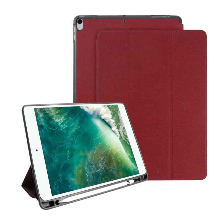 Mutural Exquisite Series Cloth Texture PU+TPU Leather Case for iPad Pro 10.5 inch, with 3-Fold Holder & Pen Slot & Sleep & Wake-up Function