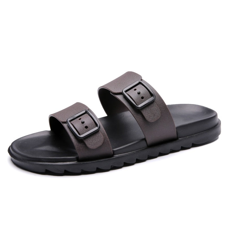 Stylish Lightweight Non-slip Wearable Slippers Beach Shoes for Men (Color:Brown Size:43)