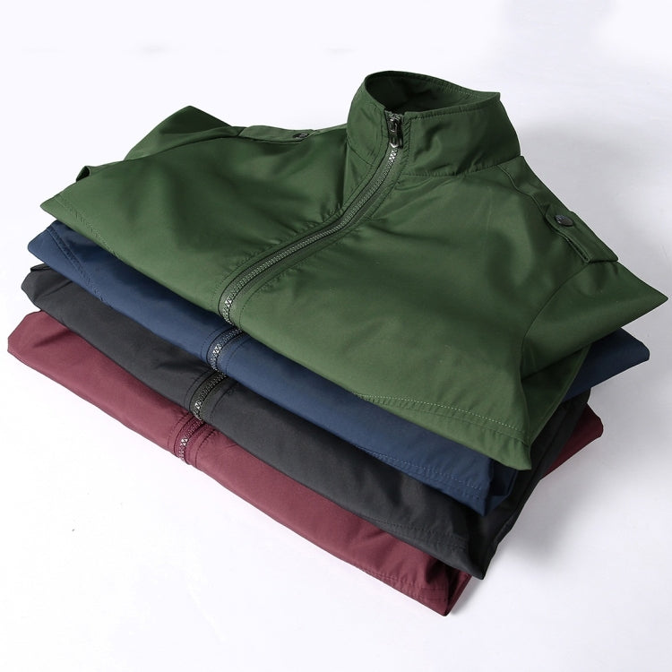 Solid Color Collage Long Sleeve Stand Collar Men Jacket