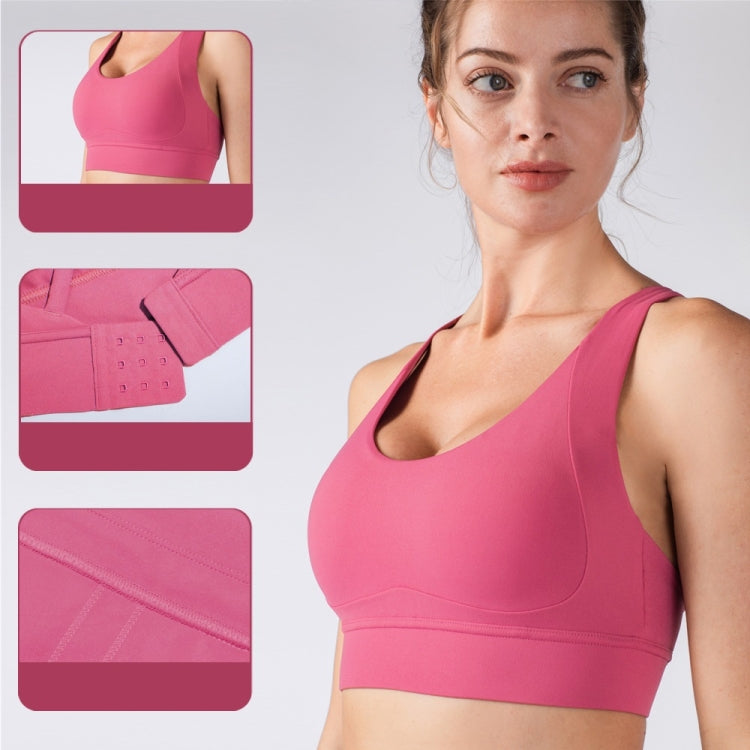 No Trace Buckle Peach Chest Line Yoga Sports Vest (Color:Palm Court Size:XL)