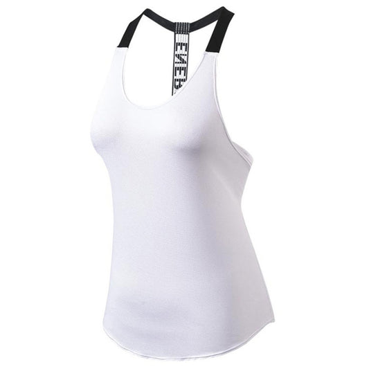 Sexy T-shaped Back Hollow Strap Quick Drying Loose Vest (Color:Rose Red Size:XL)
