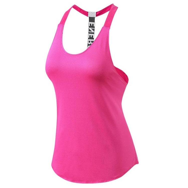 Sexy T-shaped Back Hollow Strap Quick Drying Loose Vest (Color:Rose Red Size:XL)