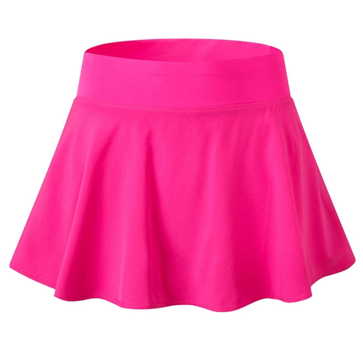 Tennis Dance Yoga Quick Drying Anti Light Lining Skirt Pants (Color:Rose Red Size:XXL)