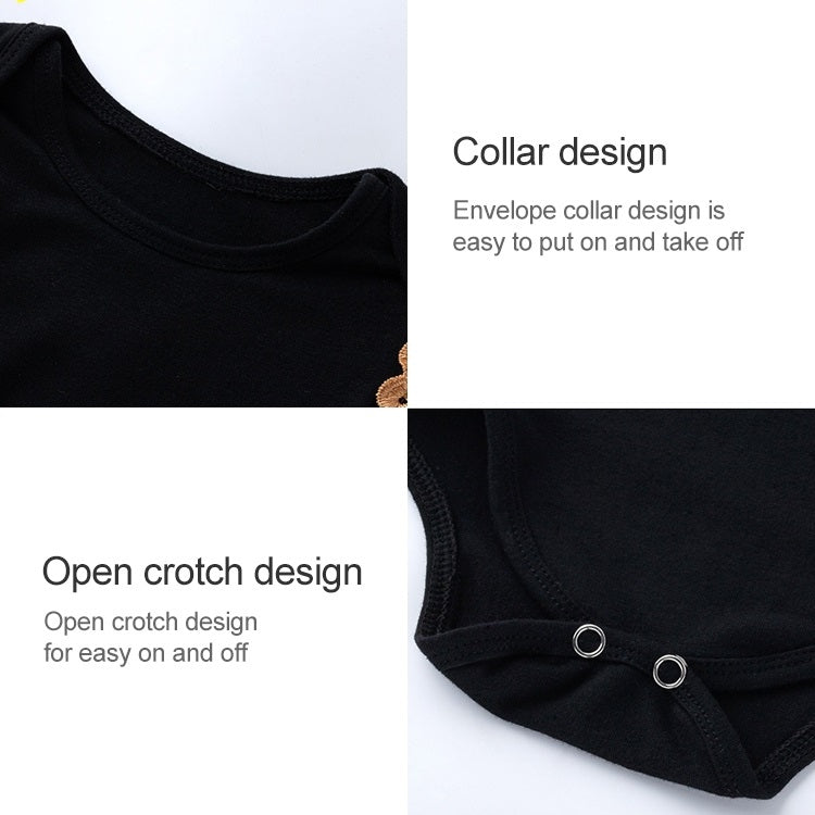 Three-piece Black Long-sleeveds Winged Romper With Mesh Bottom Pants Skirt