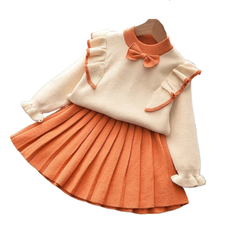 Girls Flying Sleeve Knitted Sweater Suit