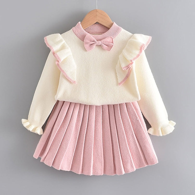 Girls Flying Sleeve Knitted Sweater Suit