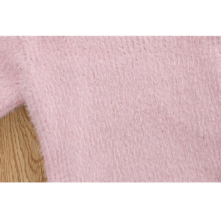 Letter Pattern Imitation Mink Velvet Children Turtleneck Knitted Sweater