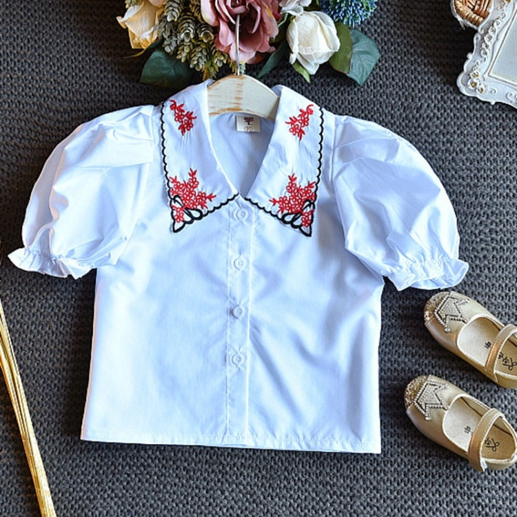Girls Denim Skirt Casual Embroidered Short Sleeve Shirt Two-piece