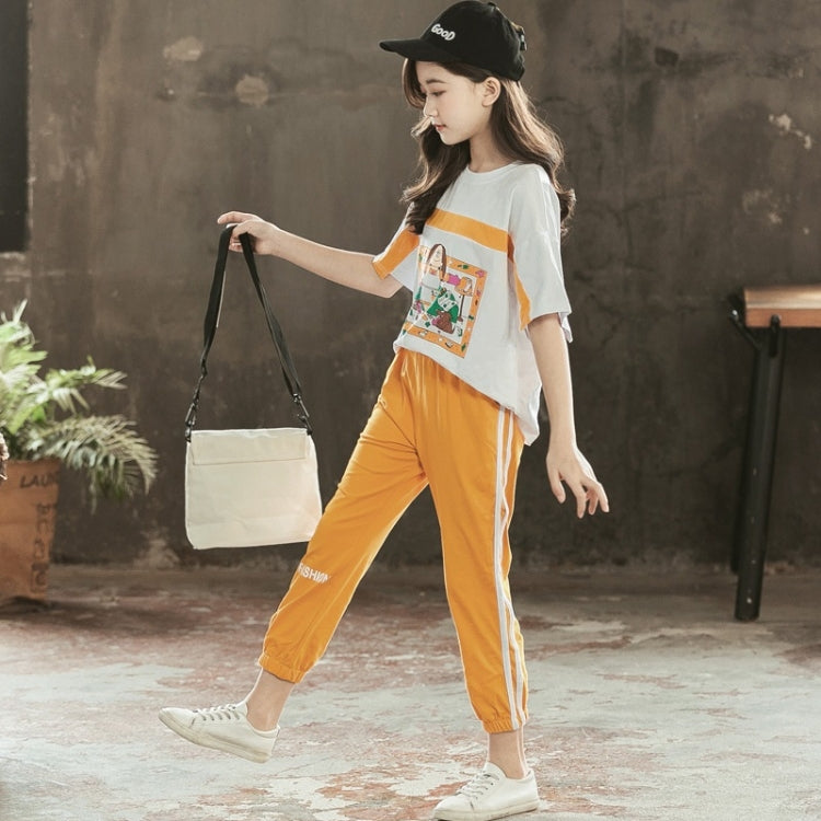 Girls Short-sleeved Blouse + Two-piece Casual Trousers