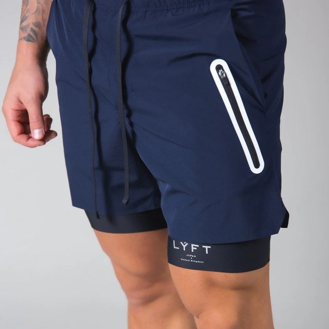 LYFT Loose Double Layer Quick-drying Fitness Shorts For Men, M, L, XL, XXL, XXXL