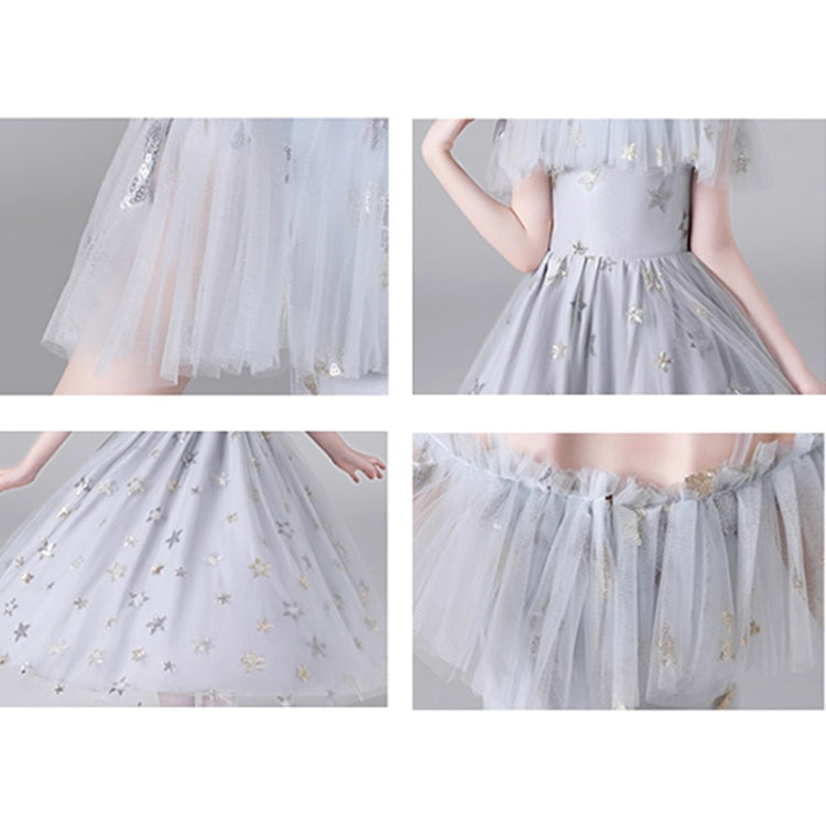 Long Five-pointed Star Pattern Lace Princess Dress Pettiskirt Performance Formal Dress for Girls