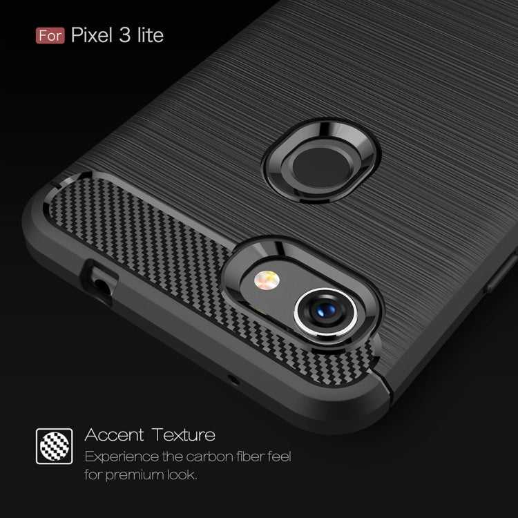 Brushed Texture Carbon Fiber Shockproof TPU Case for Google Pixel 3 Lite